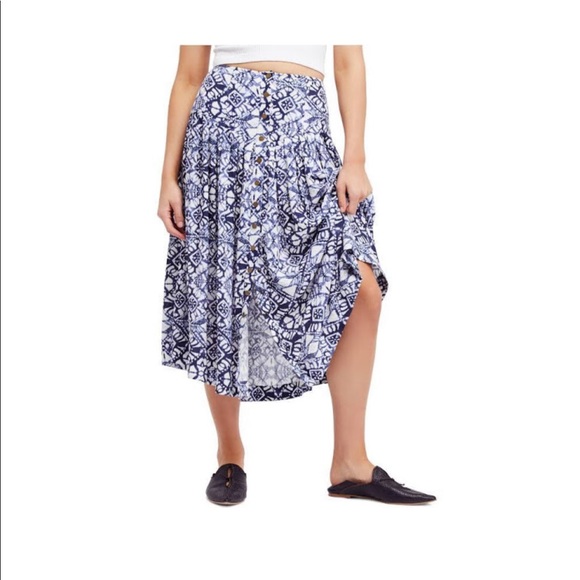 Free People Dresses & Skirts - Free People Lovers Dream  Midi Button Skirt